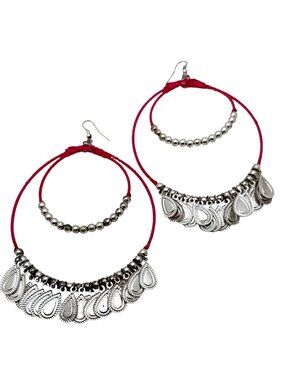 Large Boho Pink Hoop Earrings Wrap Wire Oval Barbie Coastal Cowgirl 4.5"